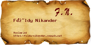 Földy Nikander névjegykártya